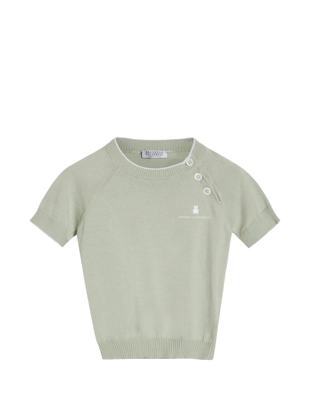 Brunello Cucinelli Kids cotton lightweight knit Baby Bernie T-shirt - Verde