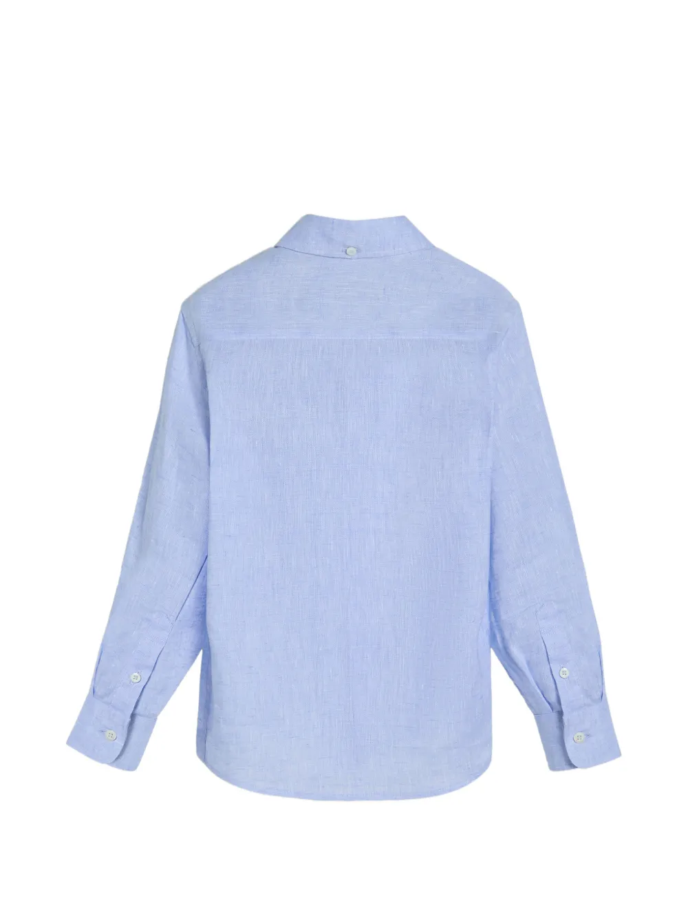 Button-Down Collar Motif Linen Shirt