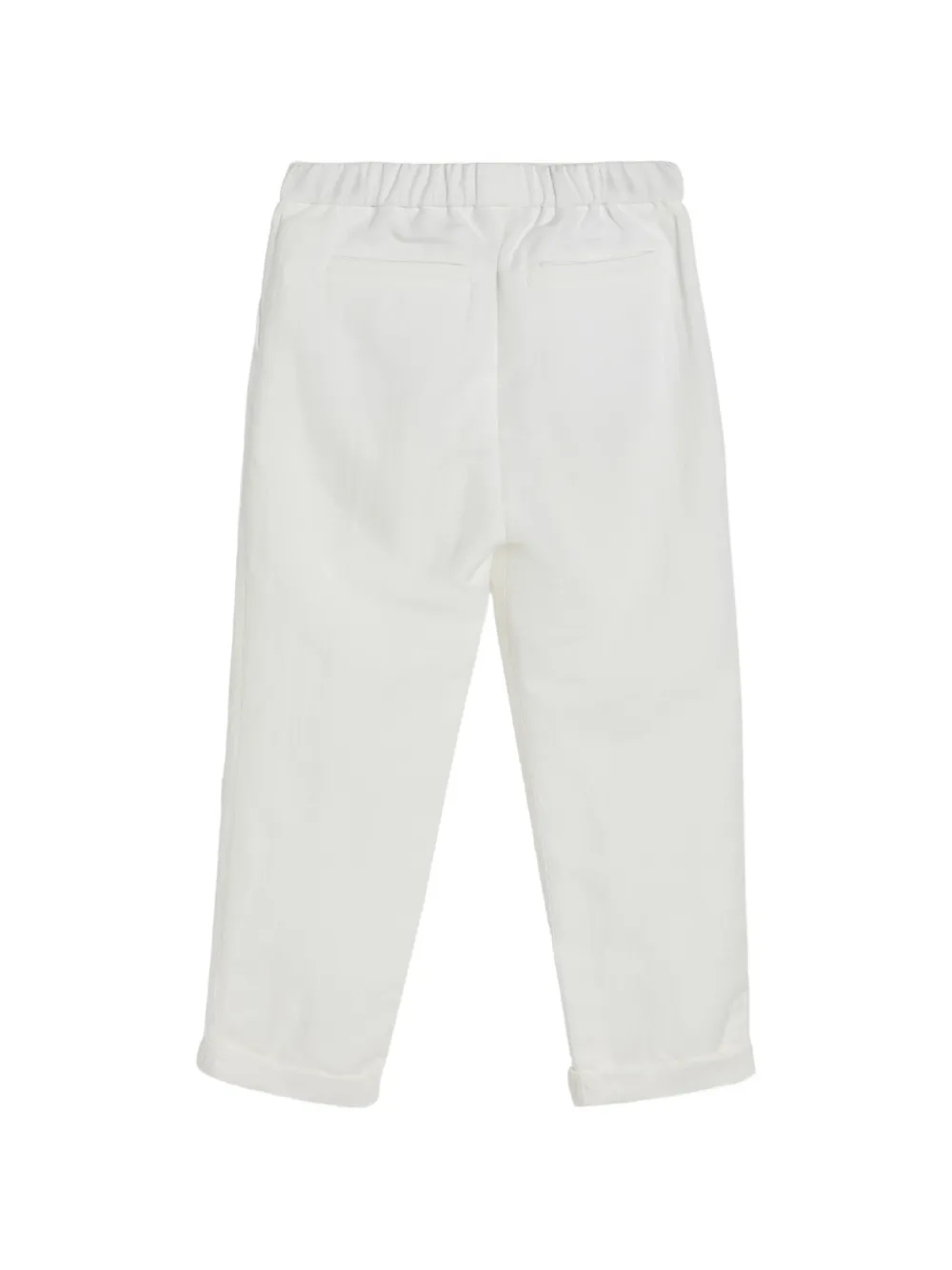 Brunello Cucinelli Kids Linnen en katoenen broek met trekkoord en dubbele plooien Wit