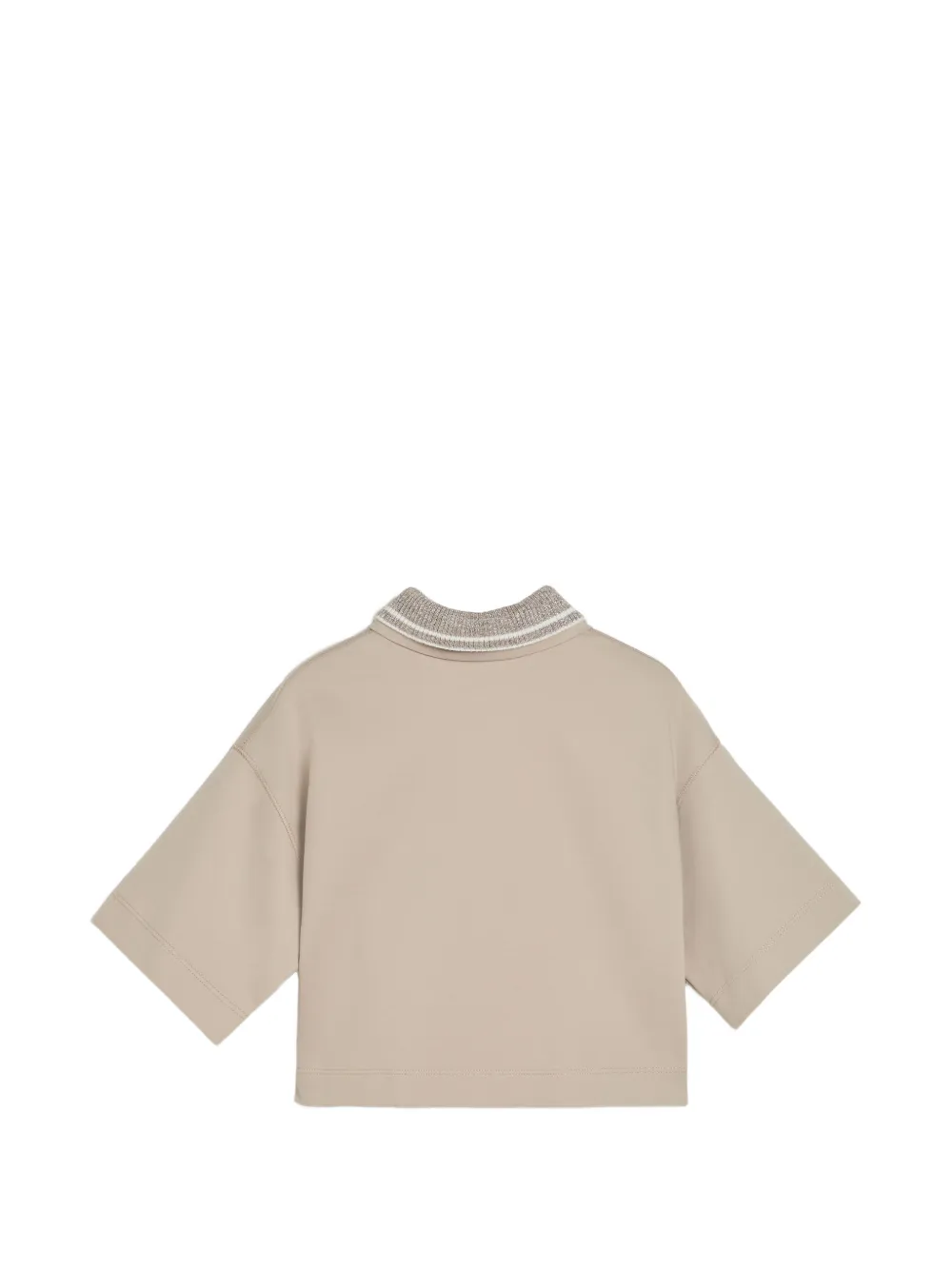 Brunello Cucinelli Kids Poloshirt met gebreide kraag Beige