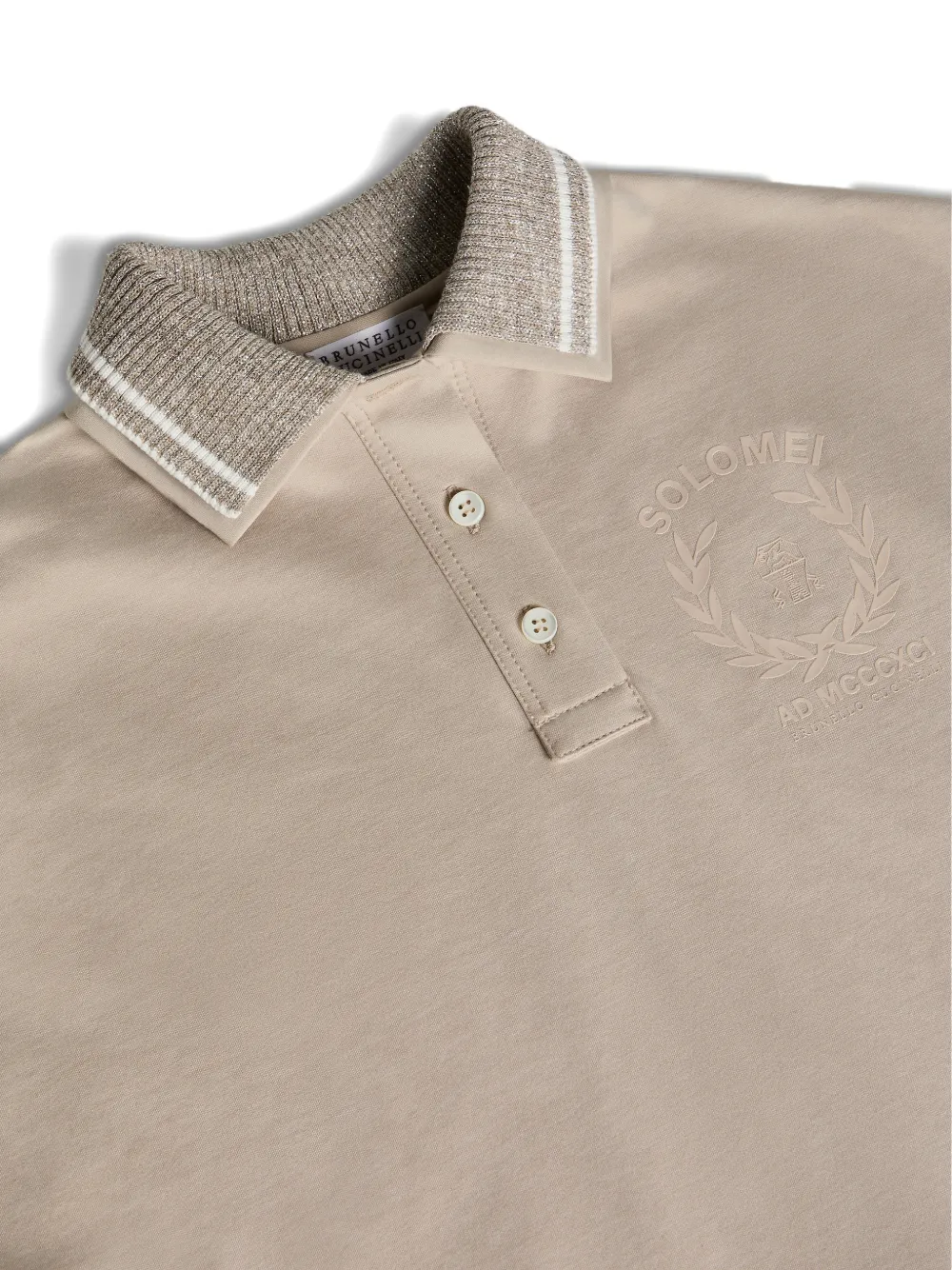 Brunello Cucinelli Kids Poloshirt met gebreide kraag Beige