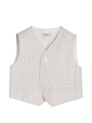 Brunello Cucinelli Kids Baby Bernie ストライプ リネン ベスト