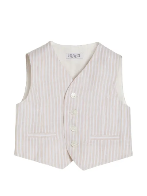 Brunello Cucinelli Kids striped lightweight linen Baby Bernie waistcoat