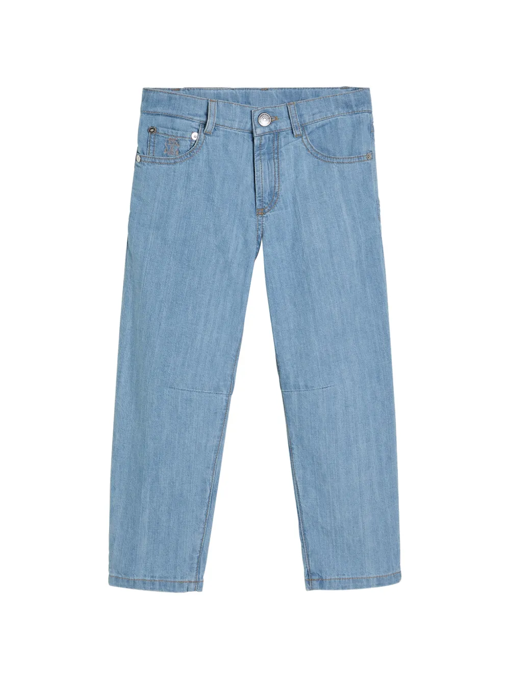 Brunello Cucinelli Kids lightweight denim five-pocket trousers - Blu