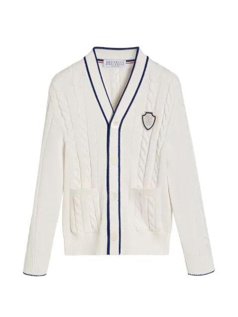 Brunello Cucinelli Kids cotton cable knit cardigan with logo