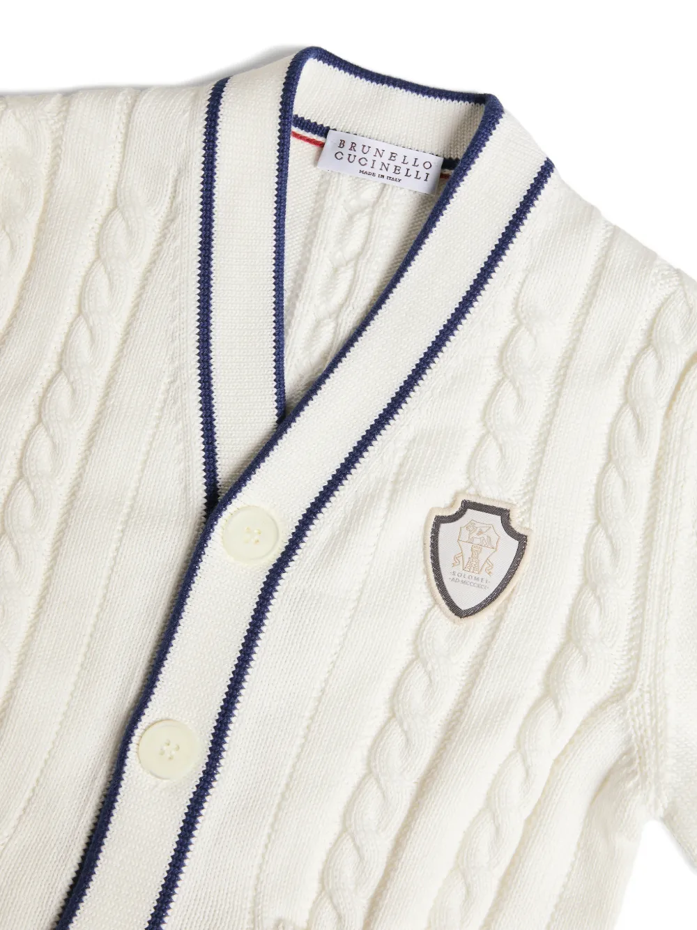 Cotton Cable Knit Cardigan With Logo