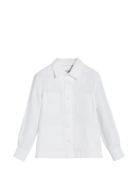 Brunello Cucinelli Kids cáñamo, lino y algodón diagonal Guayabera