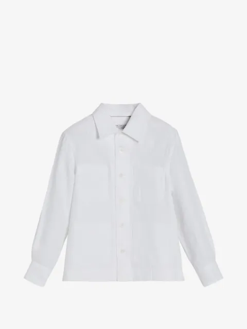 Brunello Cucinelli Kids cáñamo, lino y algodón diagonal Guayabera