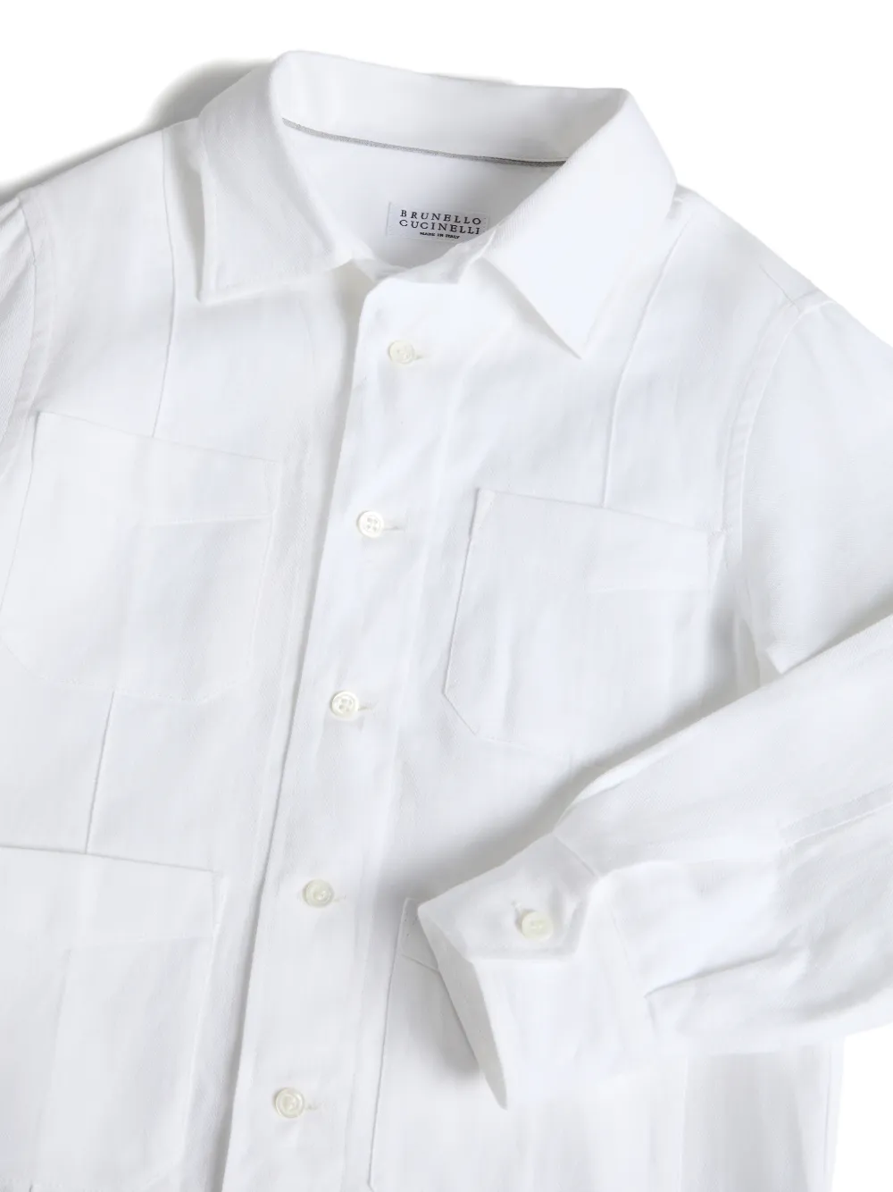 Brunello Cucinelli Kids Guayabera top van hennep linnen en katoen Wit