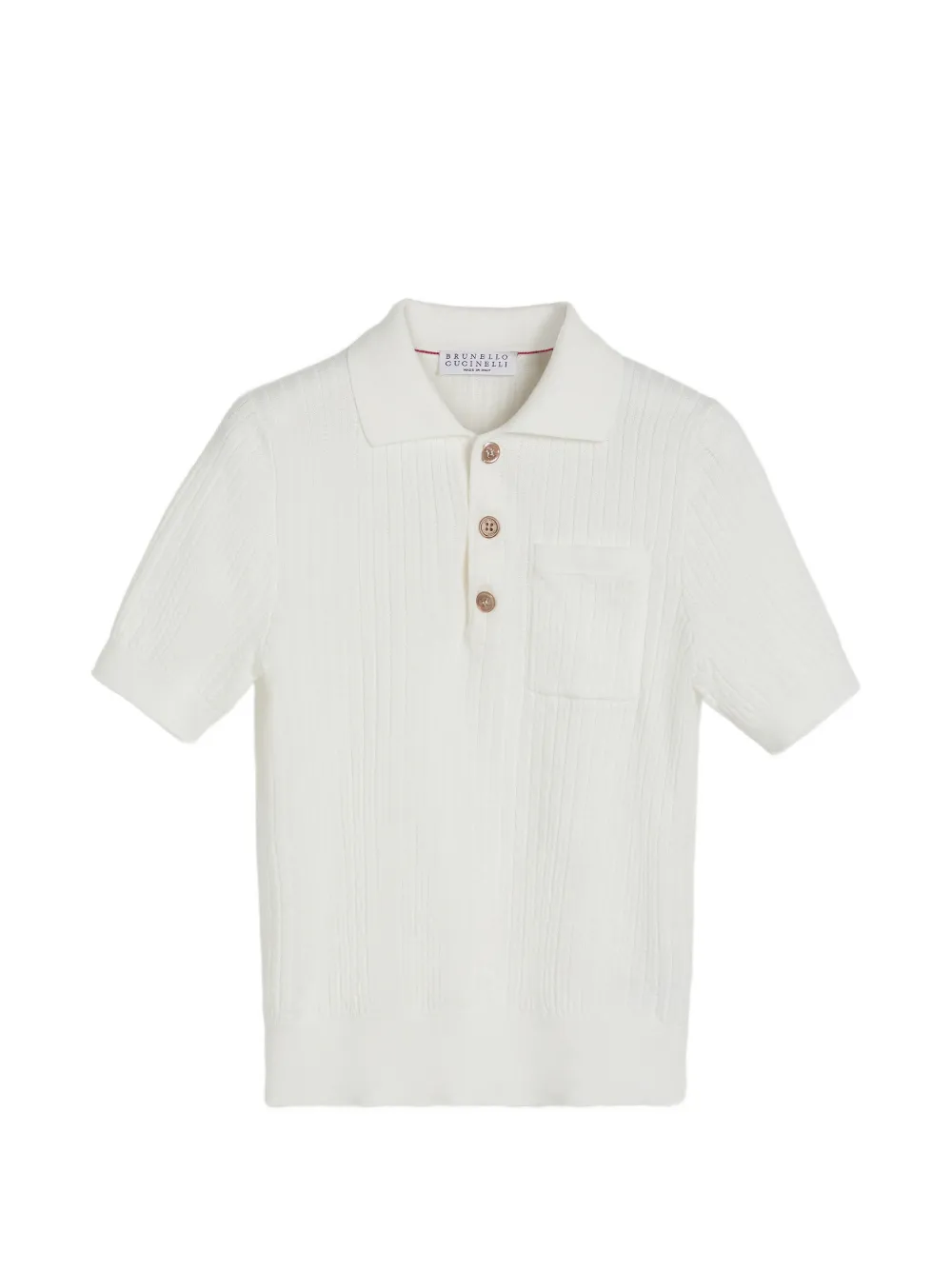 Brunello Cucinelli Kids textured rib knit polo shirt - Bianco