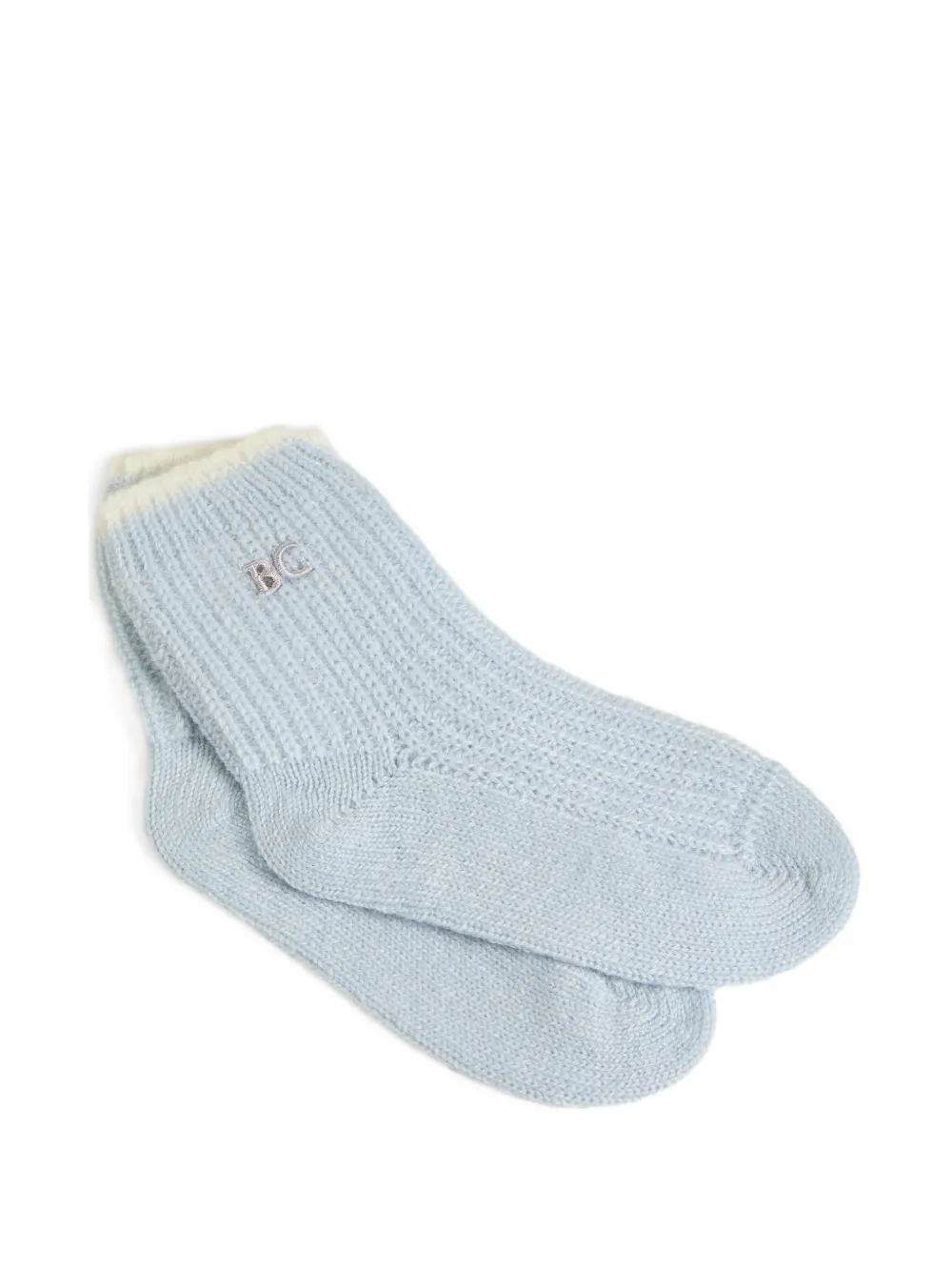  Brunello Cucinelli Kids Ensemble Bonnet, Gants Et Chaussettes Baby Bernie En Maille De Cachemire à Côtes Anglaises - Bleu 