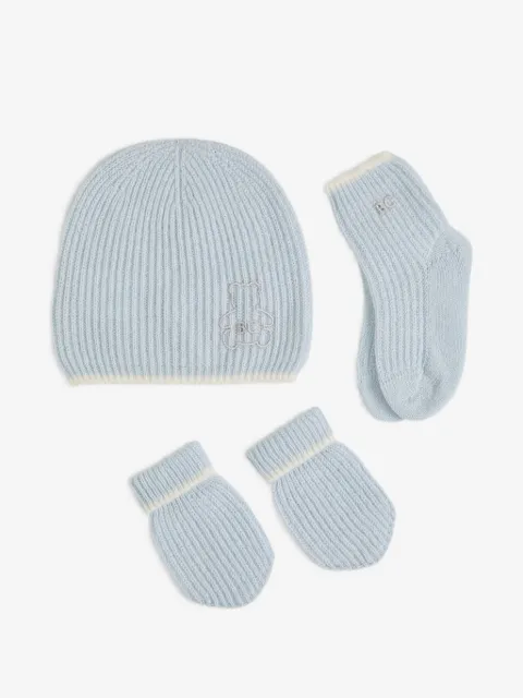 Brunello Cucinelli Kids ensemble bonnet, gants et chaussettes Baby Bernie en maille de cachemire à côtes anglaises