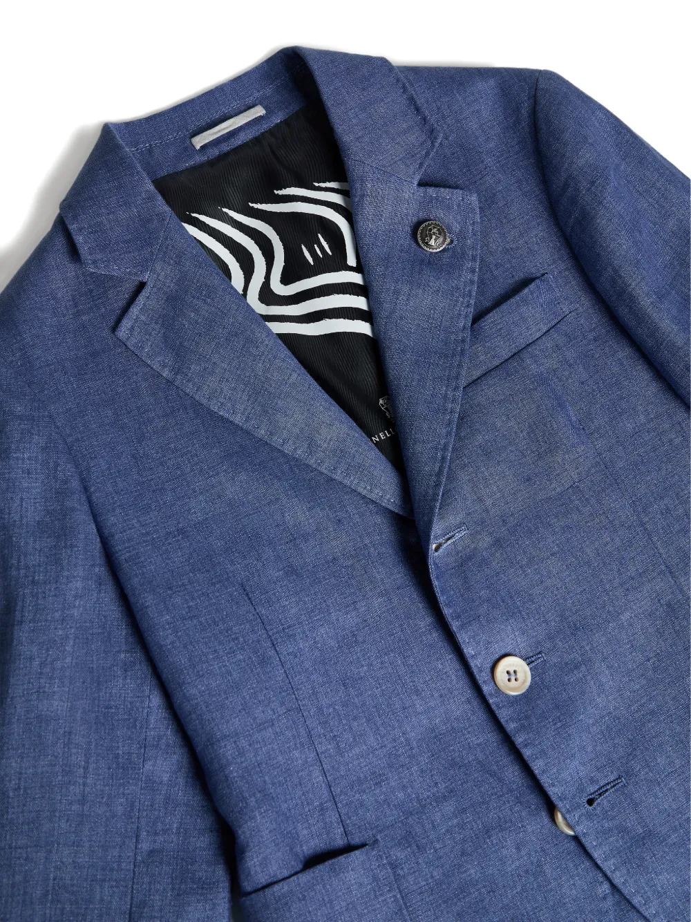  Brunello Cucinelli Kids Délave Linen Blazer - Blue 