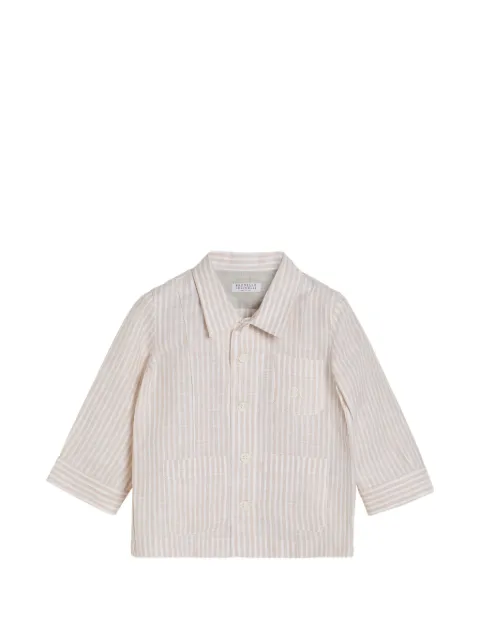 Brunello Cucinelli Kids striped lightweight linen Baby Bernie shirt