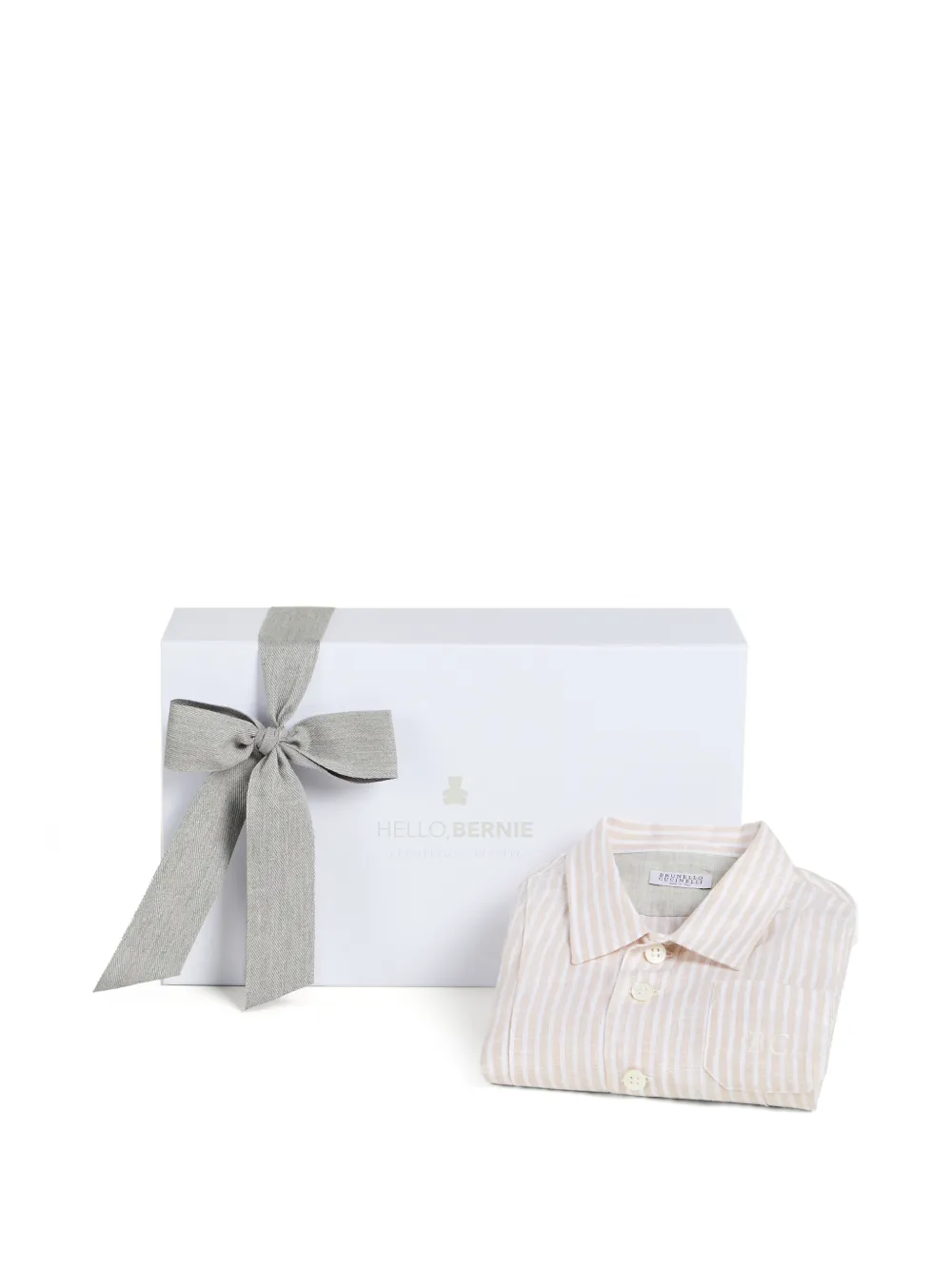 Brunello Cucinelli Kids Linnen Baby Bernie gestreept lichtgewicht shirt Beige