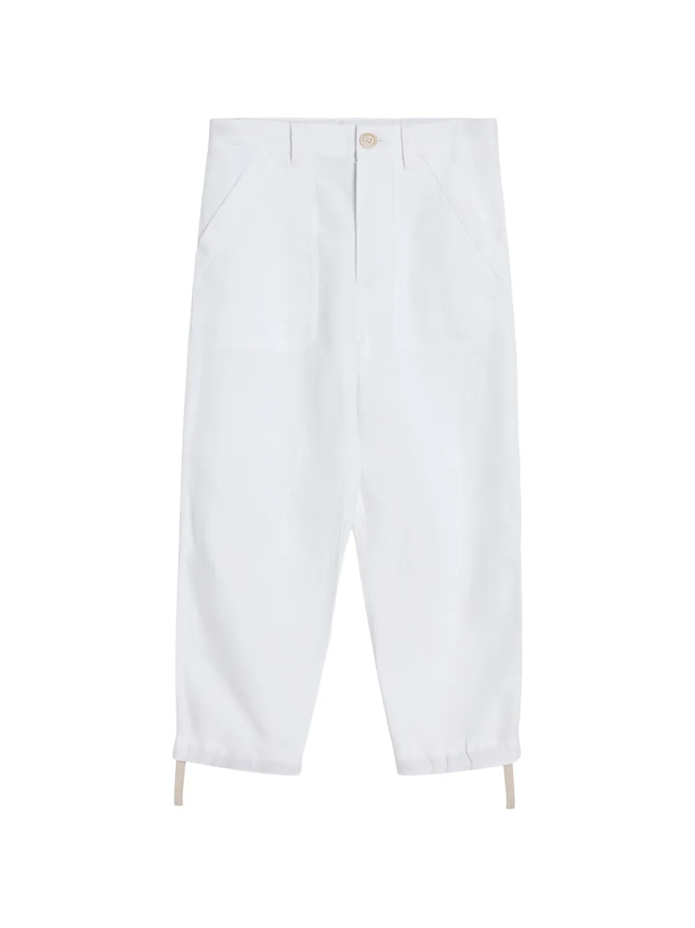 Brunello Cucinelli Kids' Hemp, Linen And Cotton Diagonal Utility Trousers In Blue