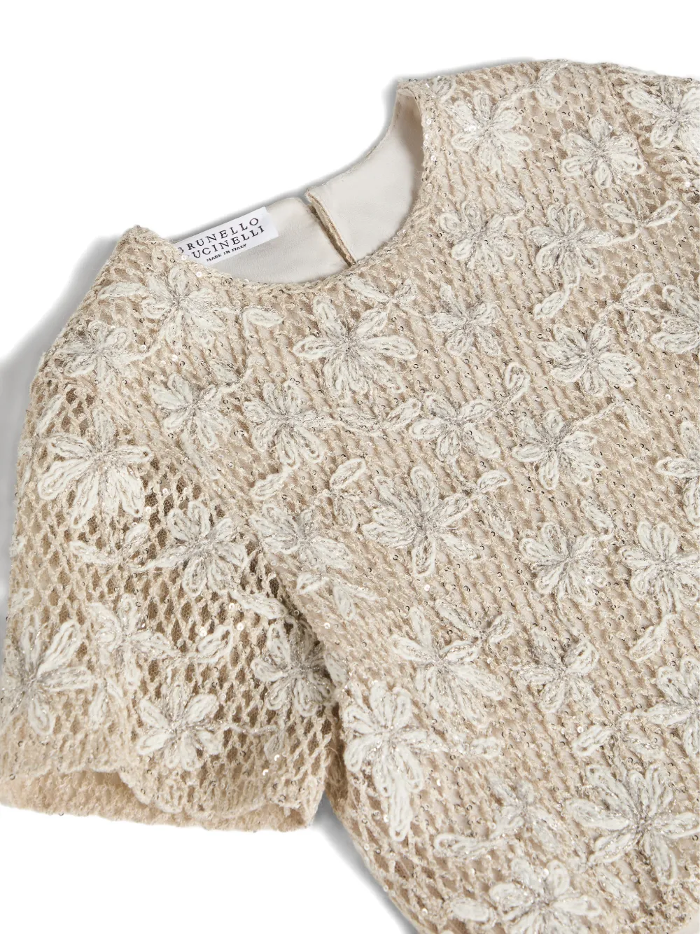 Brunello Cucinelli Kids Shirt met geborduurde madeliefjes Beige