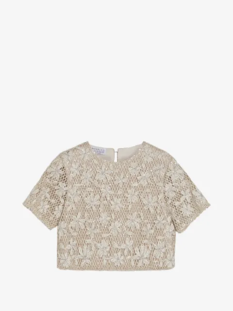 Brunello Cucinelli Kids blusa con bordado de margarita