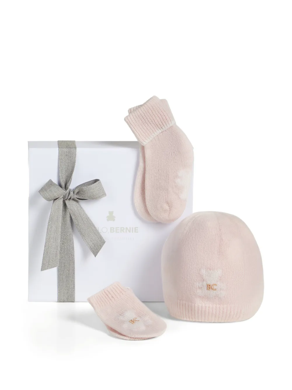 Brunello Cucinelli Kids Baby Bernie gebreide kasjmier muts handschoenen en sokken Roze