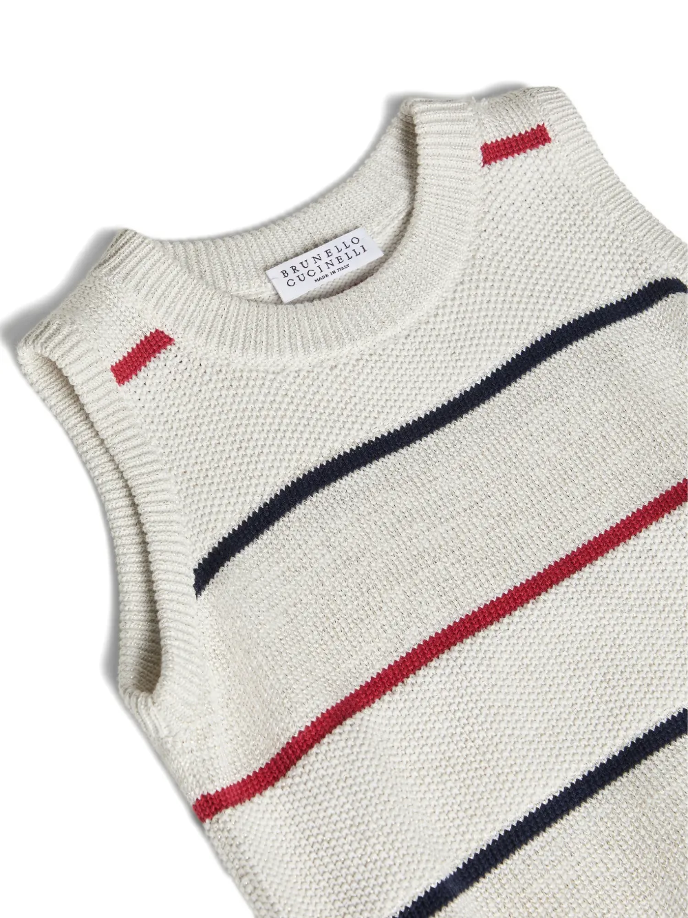  Brunello Cucinelli Kids Textured Striped Vest - Neutrals 