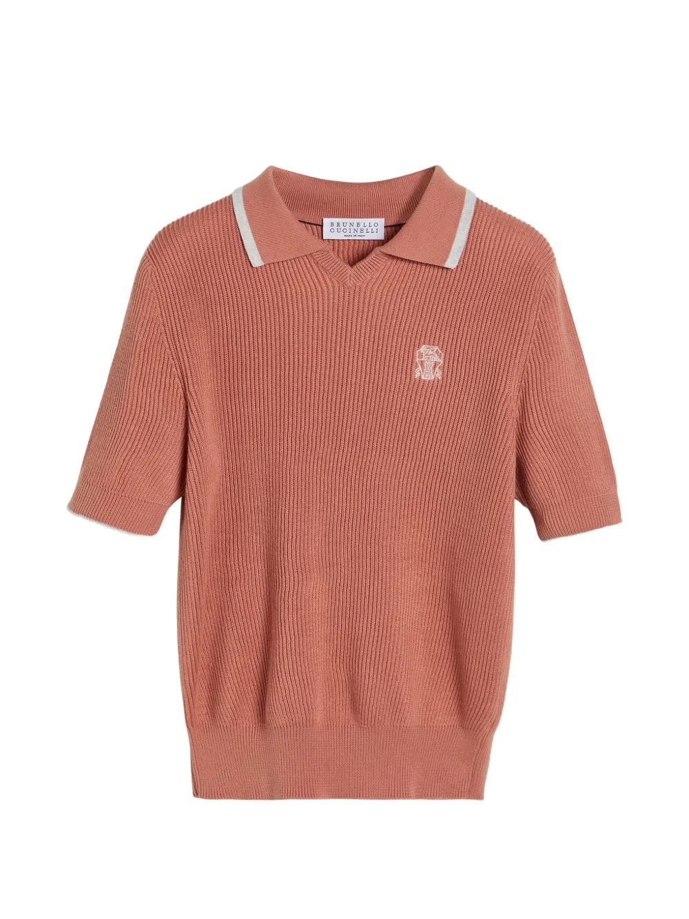 Brunello Cucinelli Kids Polo a coste con logo - Rosso