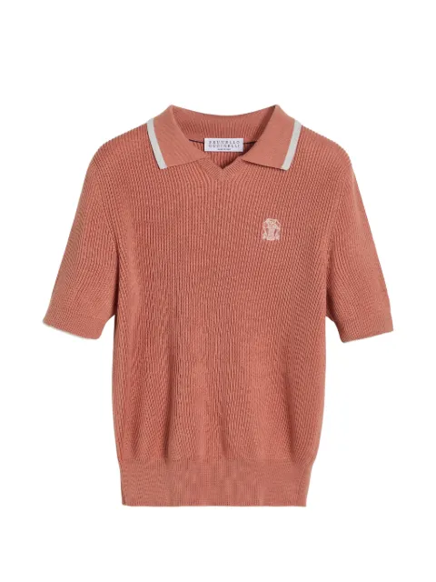 Brunello Cucinelli Kids playera tipo polo tejida de canalé English