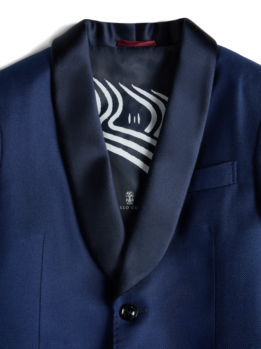  Brunello Cucinelli Kids Silk Diagonal Tuxedo Jacket - Blue 