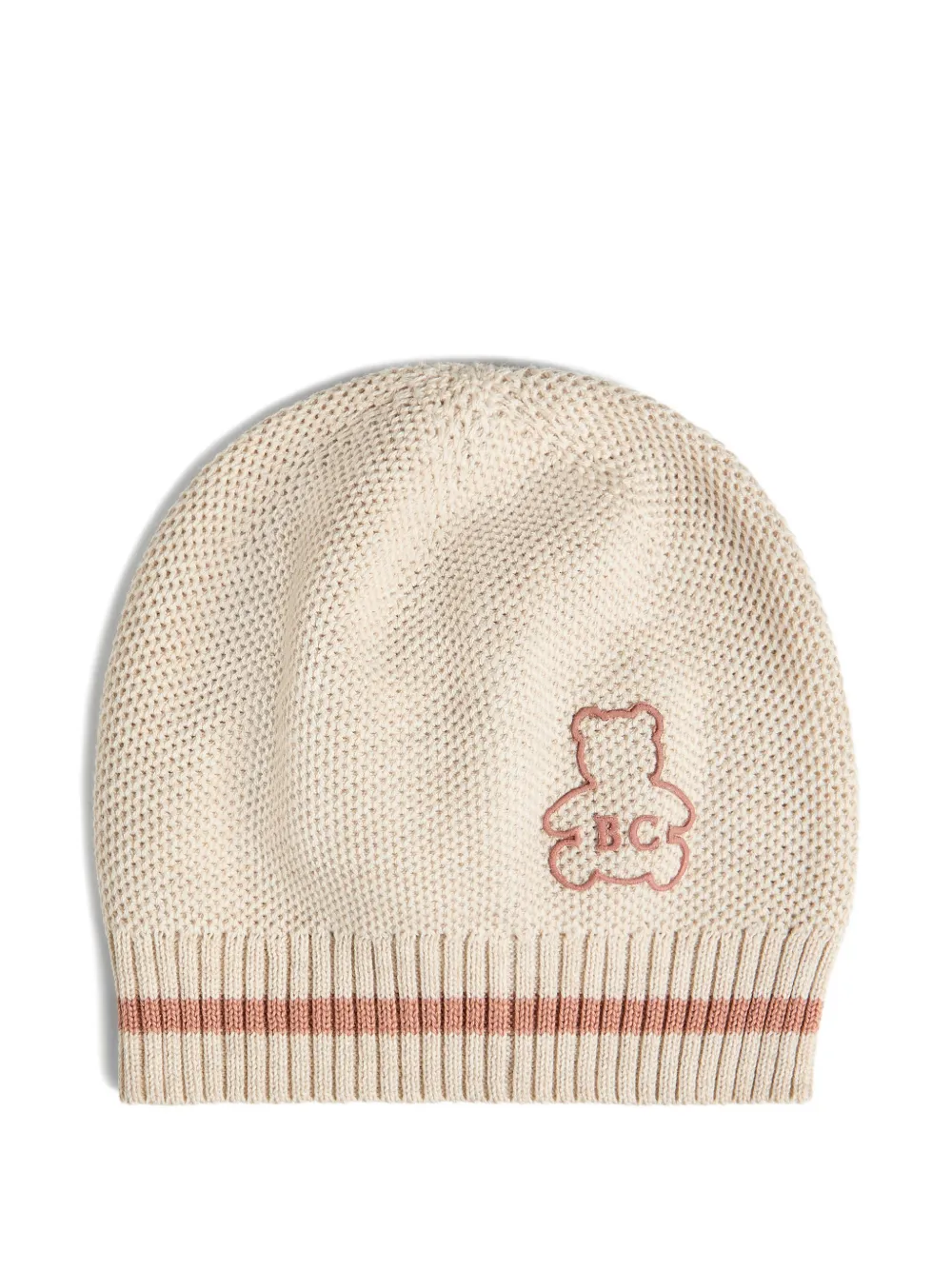 Brunello Cucinelli Kids cotton honeycomb stitch knit Baby Bernie beanie with embroidery - Toni neutri