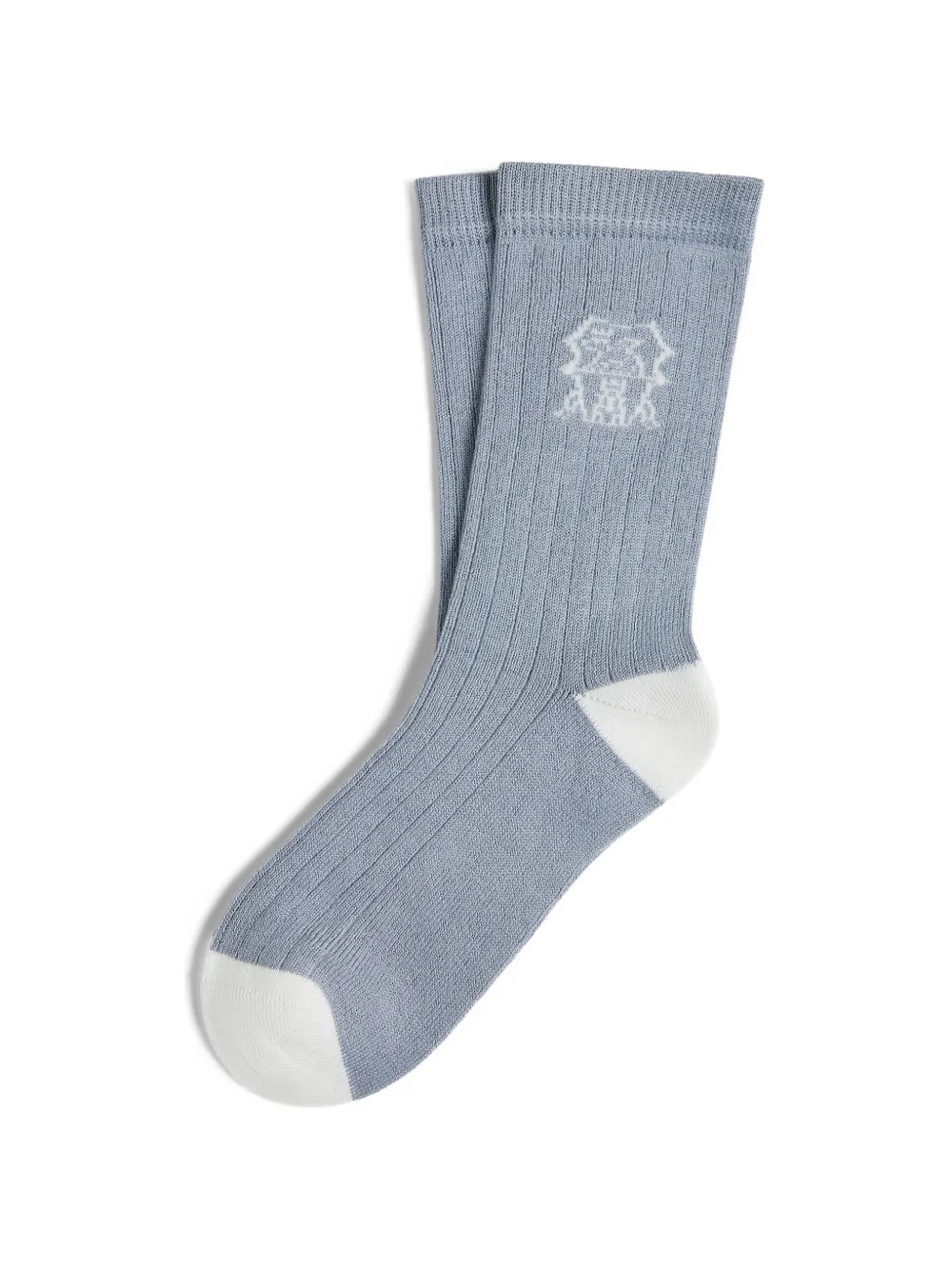 Brunello Cucinelli Kids cotton rib knit socks with intarsia - Blu