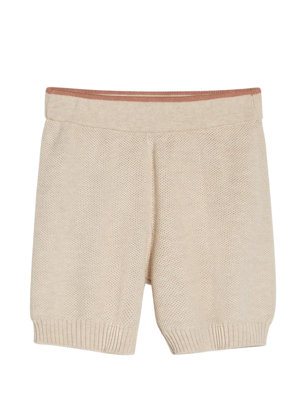 Brunello Cucinelli Kids Cotton honeycomb stitch knit Baby Bernie Bermuda shorts - Toni neutri