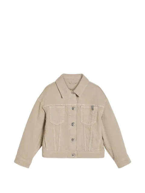 Brunello Cucinelli Kids chamarra de mezclilla con detalle de cadena Monili