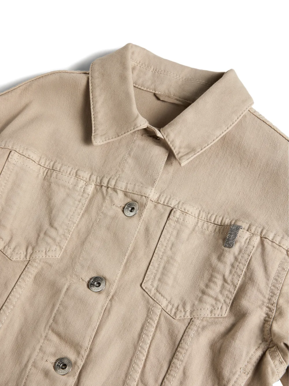  Brunello Cucinelli Kids Monili-detailed Denim Jacket - Neutrals 