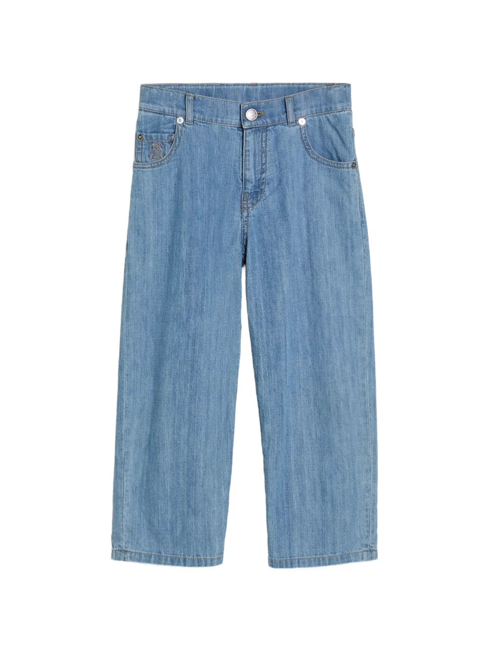 Brunello Cucinelli Kids lightweight denim baggy five-pocket trousers - Blu