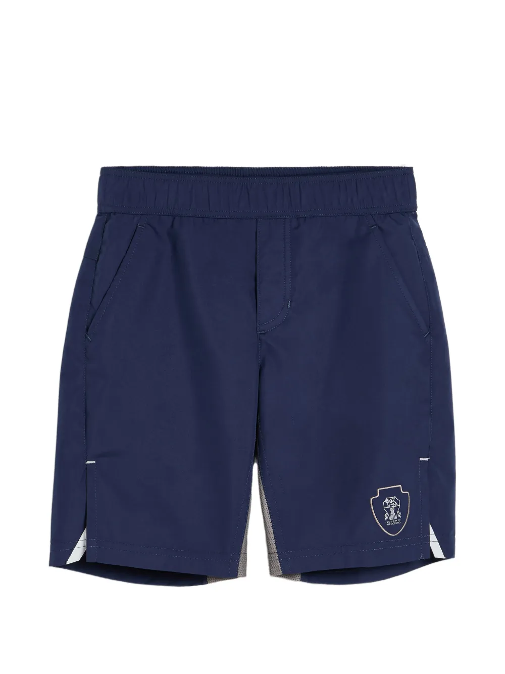 Brunello Cucinelli Kids nylon bermuda shorts with logo - Blu
