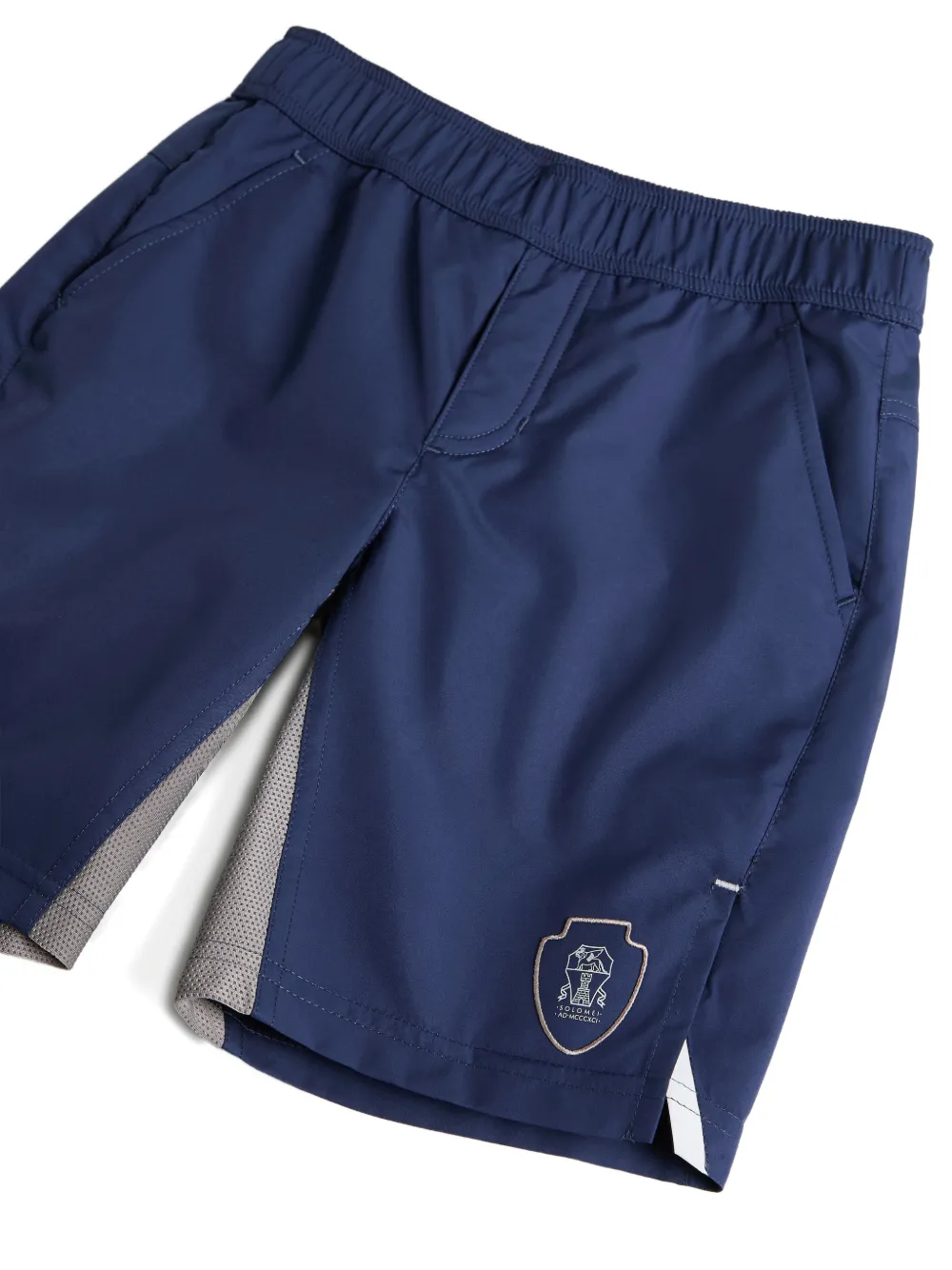 Brunello Cucinelli Kids Nylon Bermuda Shorts With Logo - Blue 