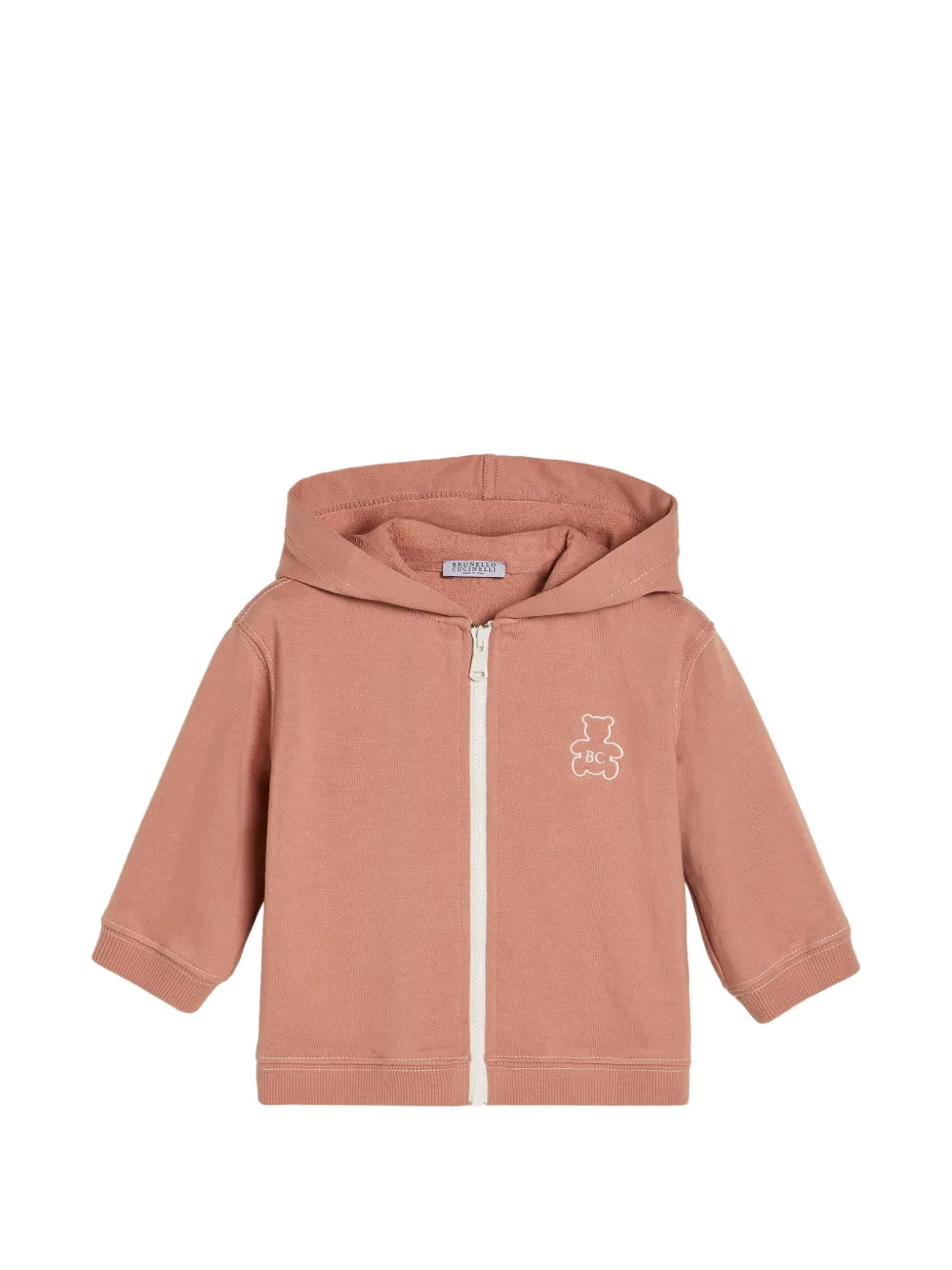 Brunello Cucinelli Kids Felpa Baby Bernie con cappuccio - Arancione