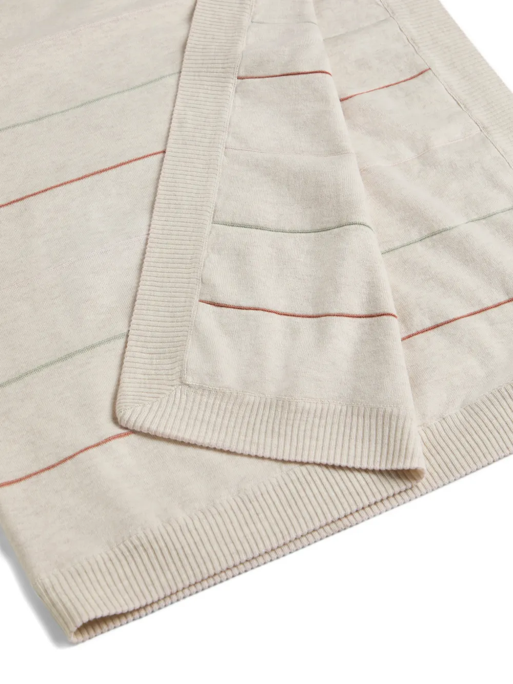 Brunello Cucinelli Kids Baby Bernie gestreepte katoenen lichtgewicht gebreide deken Beige