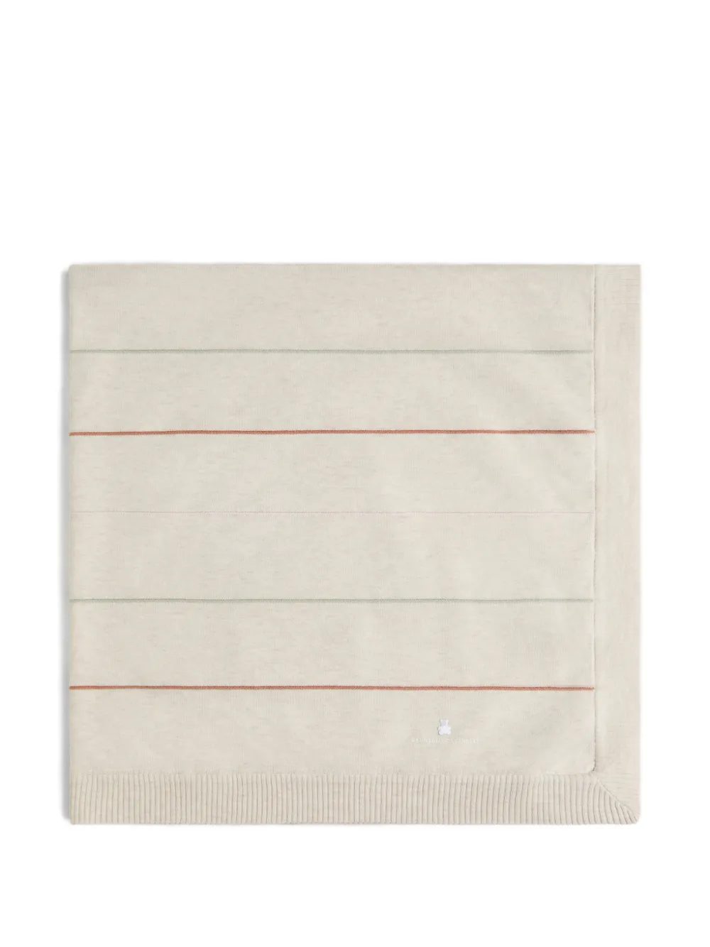 Brunello Cucinelli Kids striped cotton lightweight knit Baby Bernie blanket - Toni neutri