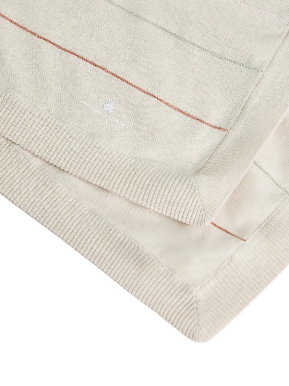 Brunello Cucinelli Kids Baby Bernie gestreepte katoenen lichtgewicht gebreide deken Beige