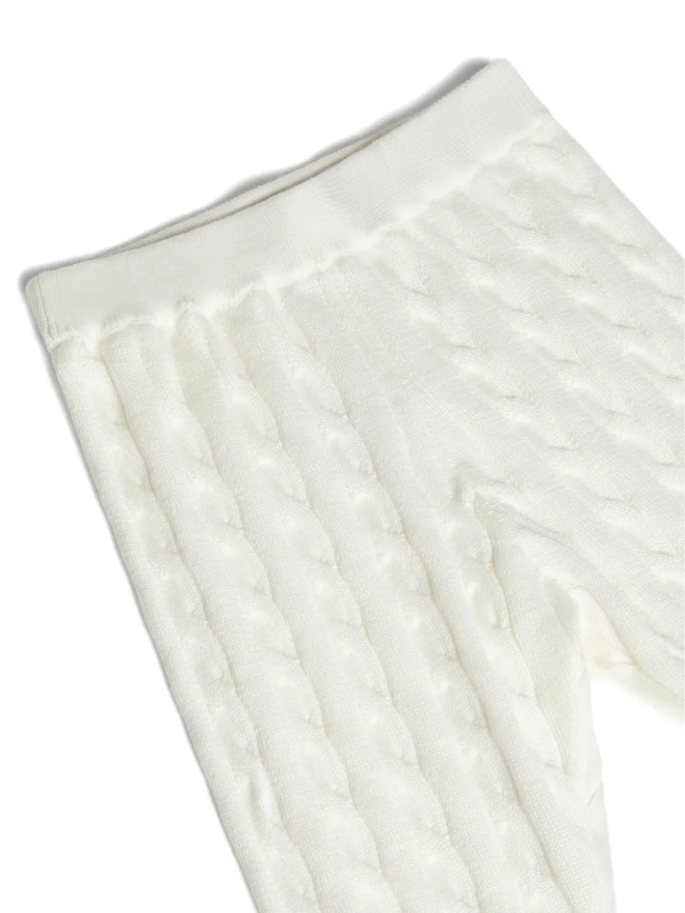 Brunello Cucinelli Kids Katoenen kabelgebreide Baby Bernie broek Wit