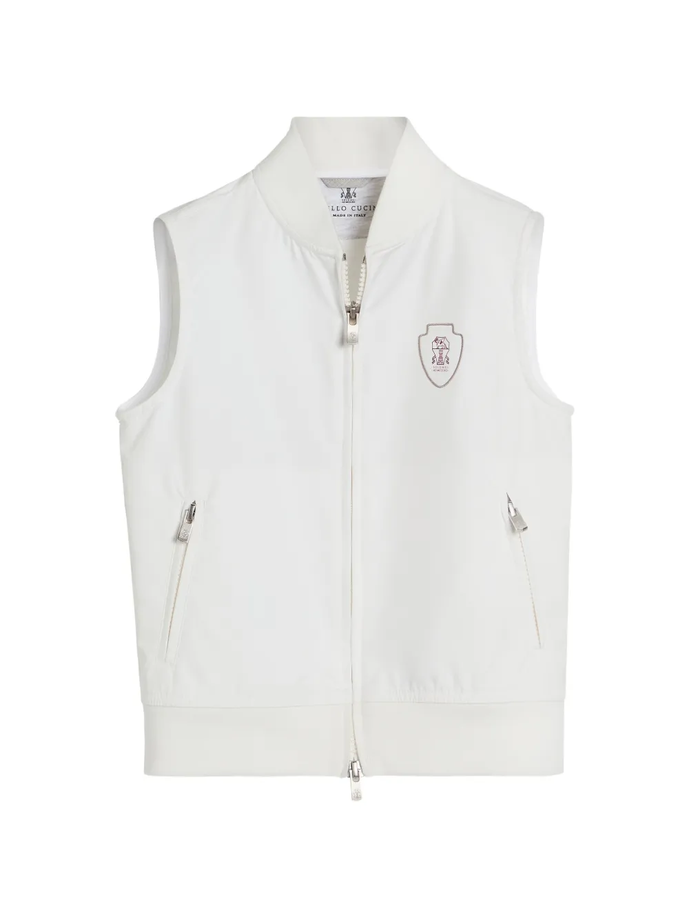 Brunello Cucinelli Kids nylon vest with logo - Bianco