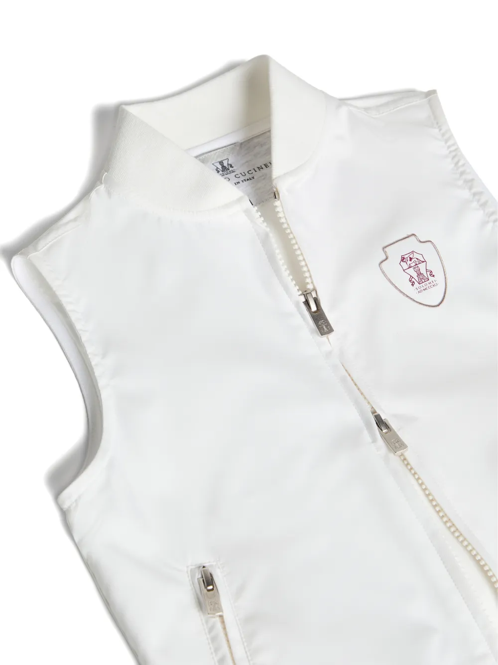 Brunello Cucinelli Kids Nylon top met logo Wit