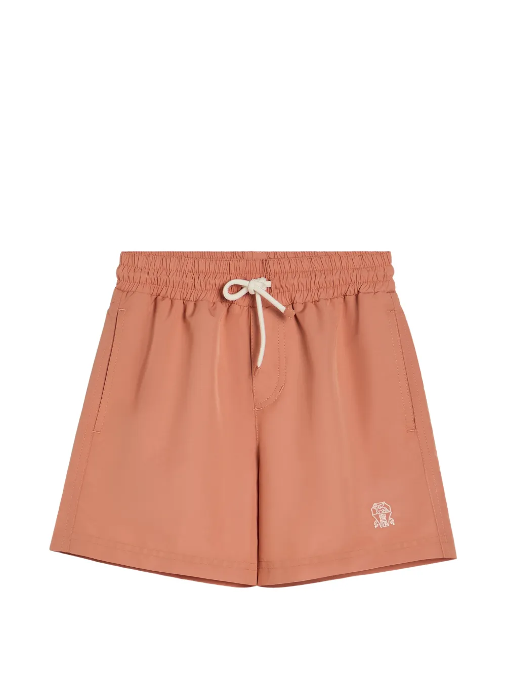 Brunello Cucinelli Kids nylon swim shorts with logo - Arancione
