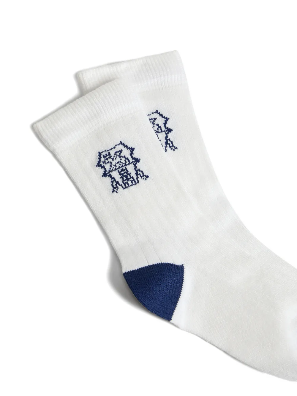 Brunello Cucinelli Kids Intarsia ribgebreide sokken Wit