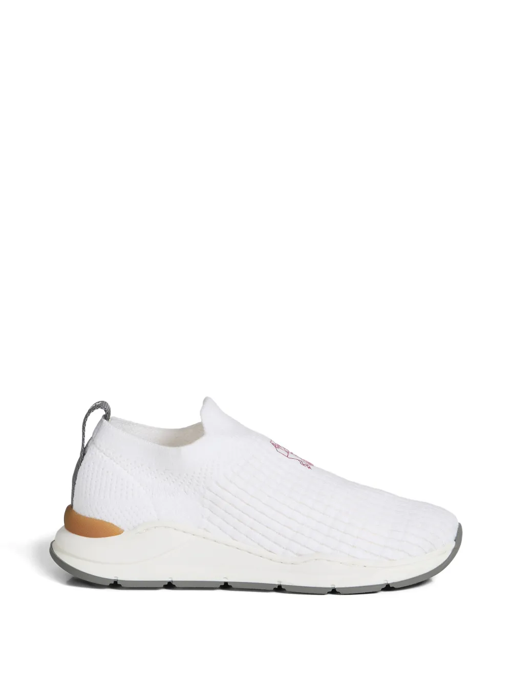 Brunello Cucinelli Kids Techno katoenen slip-on sneakers met geborduurd logo Wit
