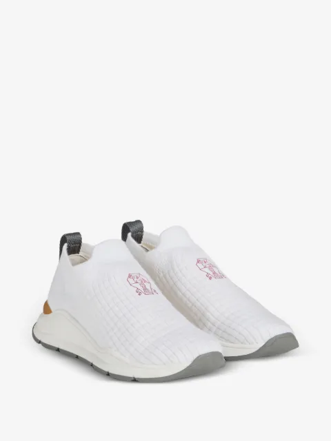 Brunello Cucinelli Kids techno slip-on-sneakers i bomuld med broderet logo