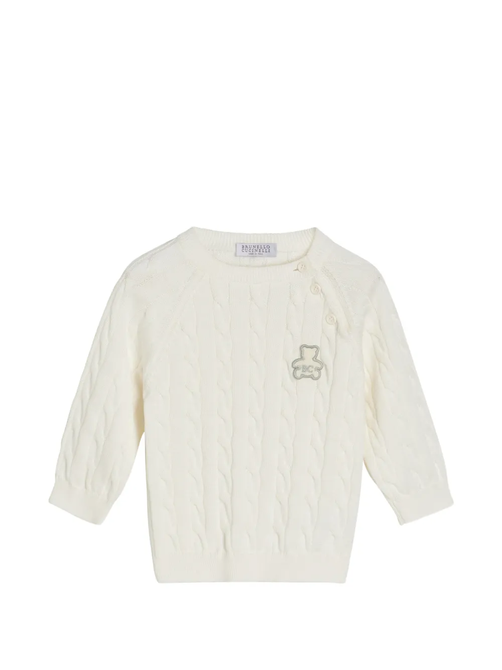 Brunello Cucinelli Kids cotton cable-knit Baby Bernie sweater - Bianco