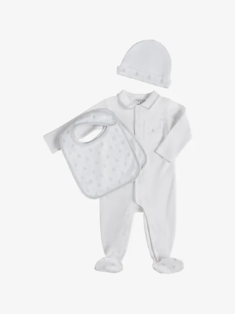Brunello Cucinelli Kids cotton interlock Baby Bernie sleepsuit, hat and bibs set