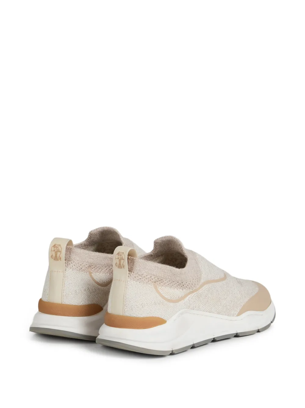 Brunello Cucinelli Kids Techno katoenen gebreide sneakers met details Beige