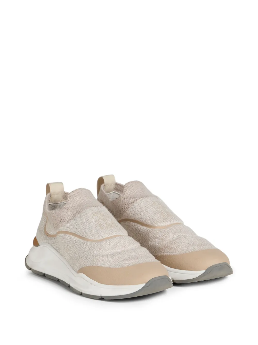 Brunello Cucinelli Kids techno cotton knit runners with heat-bonded details - Toni neutri